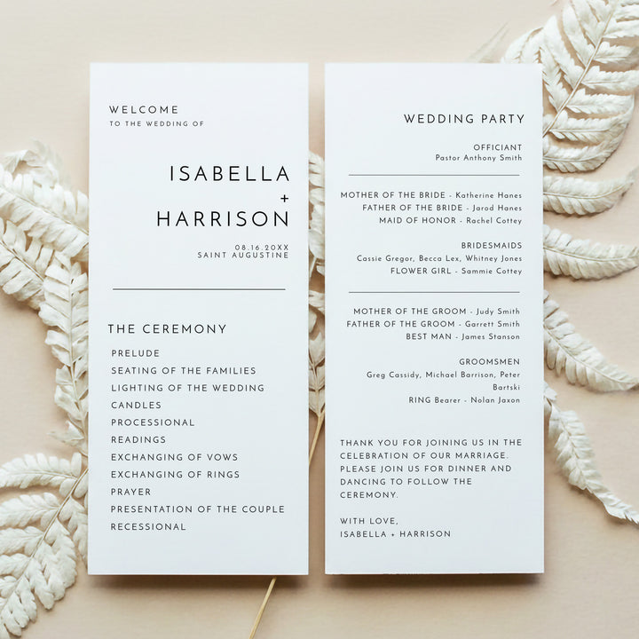 KENNEDY Modern Editorial Wedding Ceremony Program