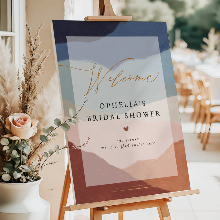 OPHELIA Modern Burnt Orange Desert Bridal Shower Welcome Sign