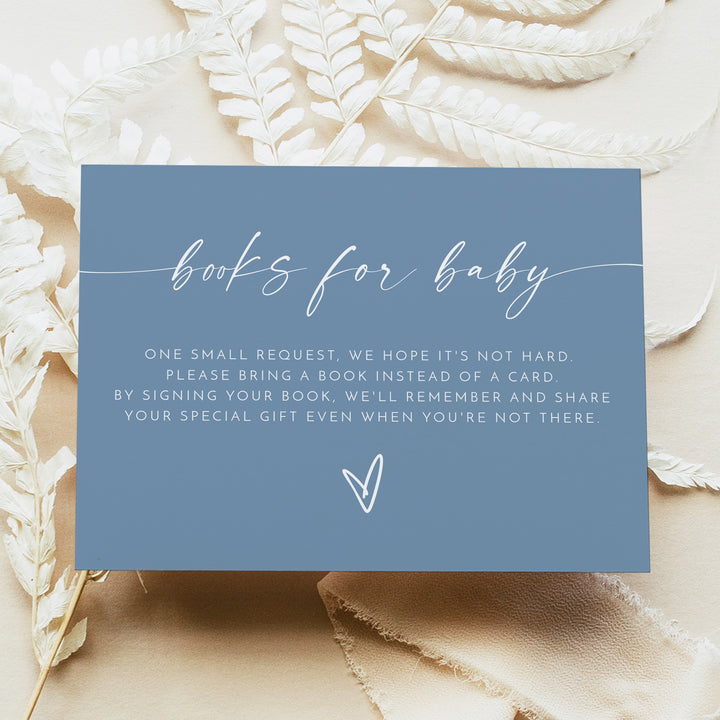 KENNEDY Slate Blue Boy Baby Shower Books for Baby Card
