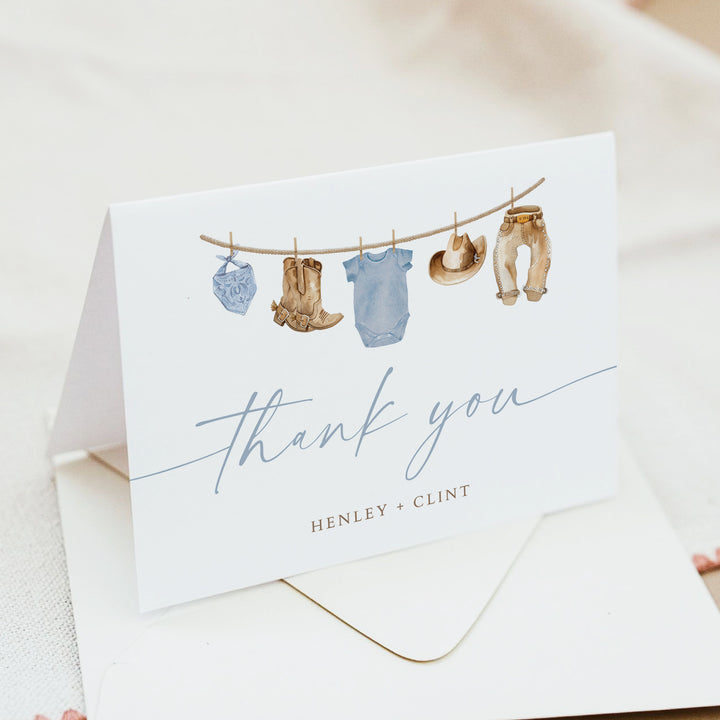 CLINT Little Cowboy Baby Shower Thank You Card