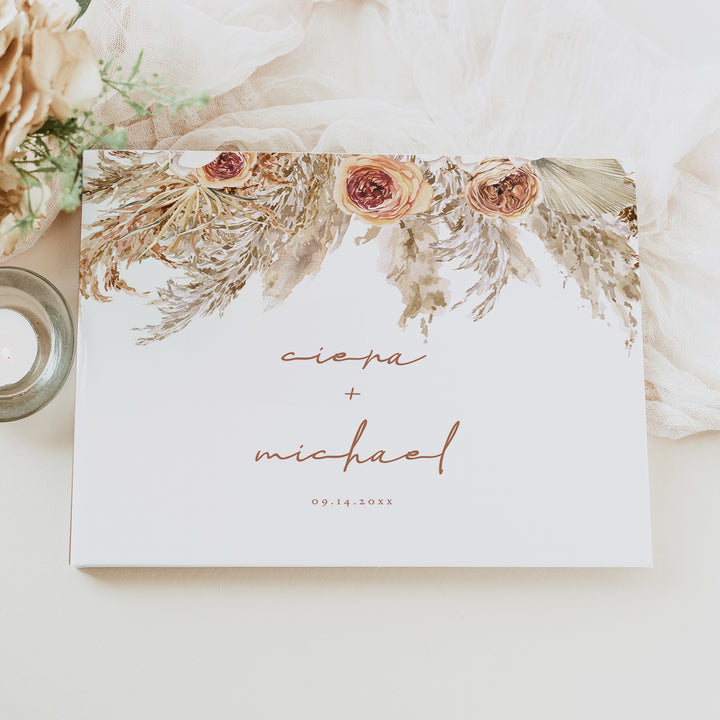 CIERA Rustic Terracotta Floral Wedding Guest Book