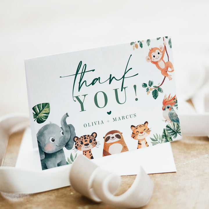 WILDER Jungle Animals Personalized Thank You Cards