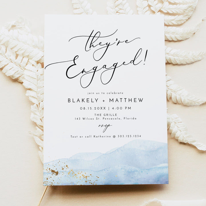 BLAKELY They're Engaged Romantic Beach Engagement Party Invitations