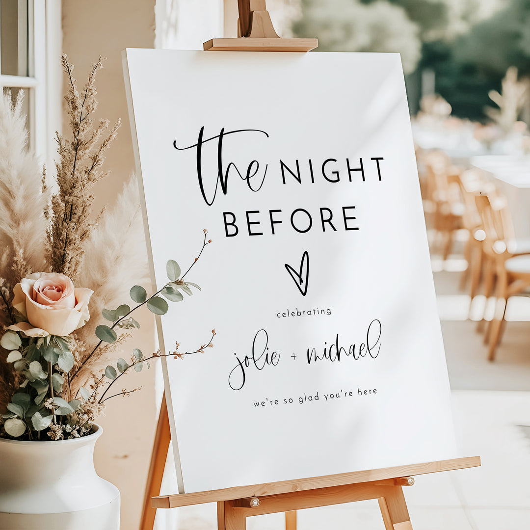 JOLIE The Night Before Minimalist Boho Wedding Rehearsal Dinner Welcome Sign