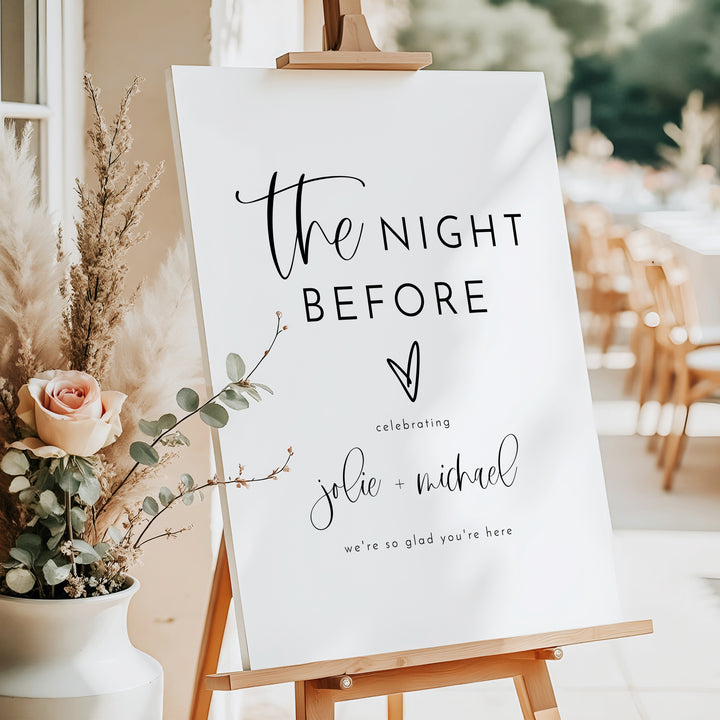 JOLIE The Night Before Minimalist Boho Wedding Rehearsal Dinner Welcome Sign