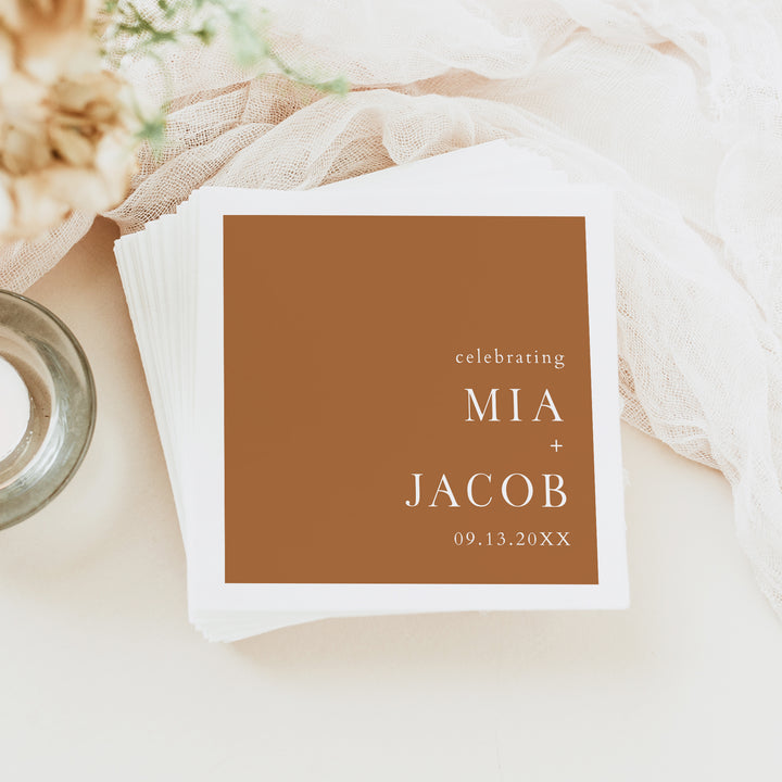 MIA Personalized Rustic Terracotta Wedding Napkins