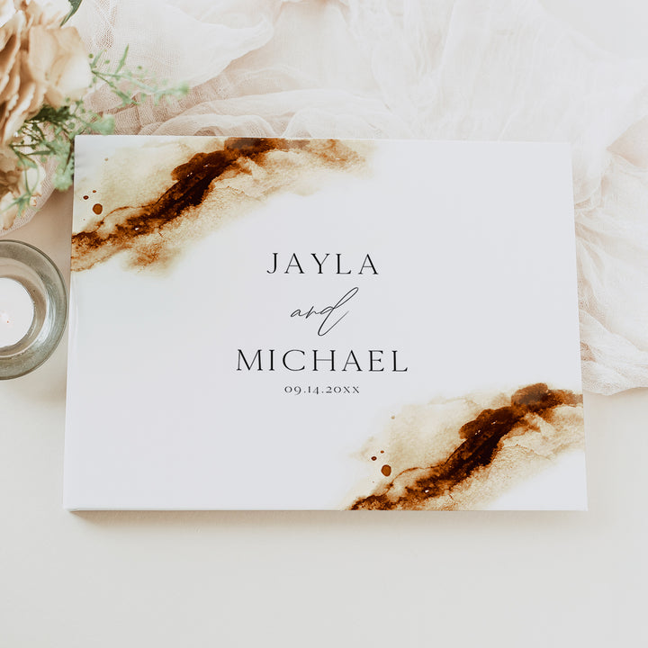 JAYLA Modern Bohemian Watercolor Wedding Guest Book Keepsake