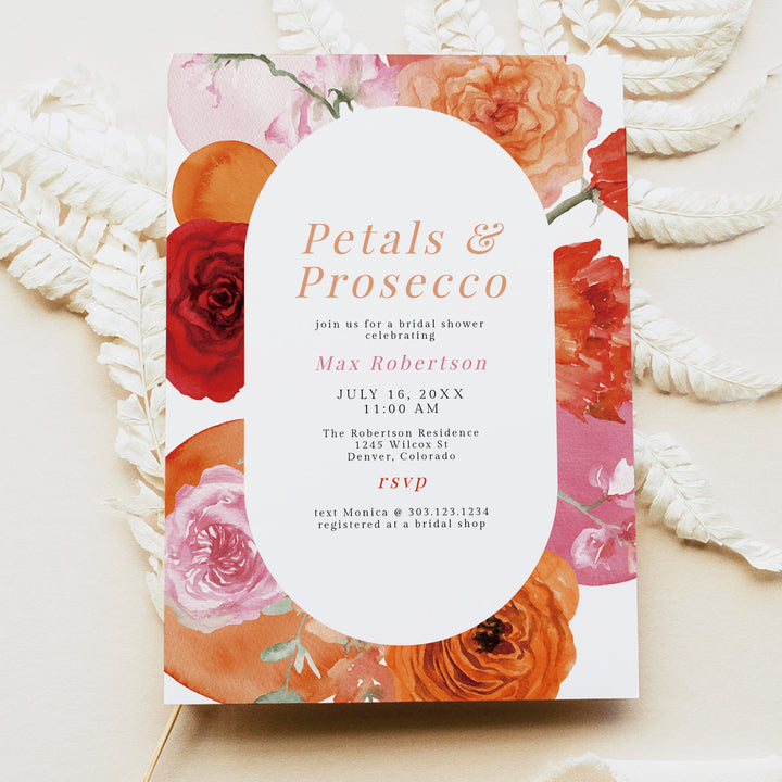 MAX Petals and Prosecco Bright Floral Garden Bridal Shower Invitations