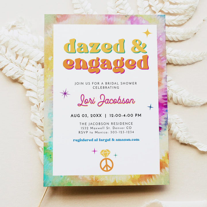 LORI Dazed and Engaged 70s Theme Retro Bridal Shower Brunch Invite