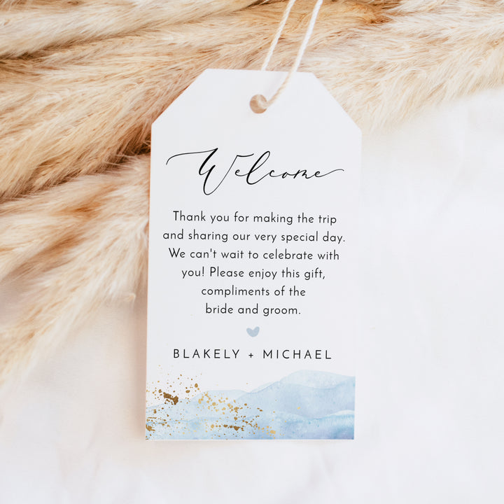 BLAKELY Personalized Blue Coastal Wedding Welcome Bag Tags