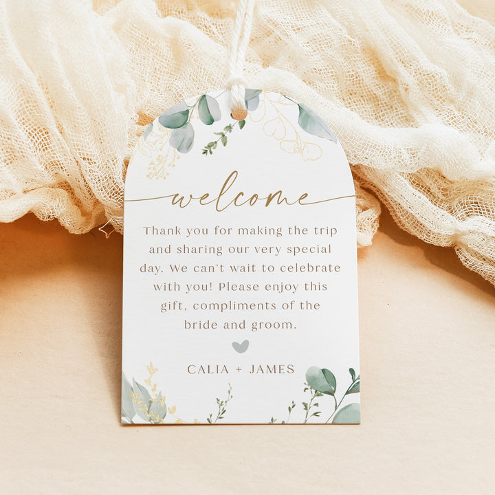 CALIA Personalized Elegant Arched Wedding Welcome Bag Gift Tags