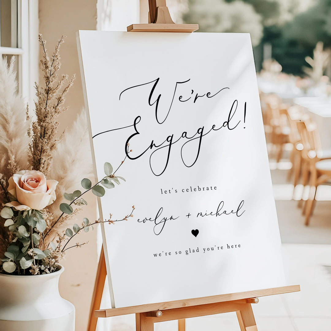EVELYN We're Engaged Minimalist Engagement Party Sign