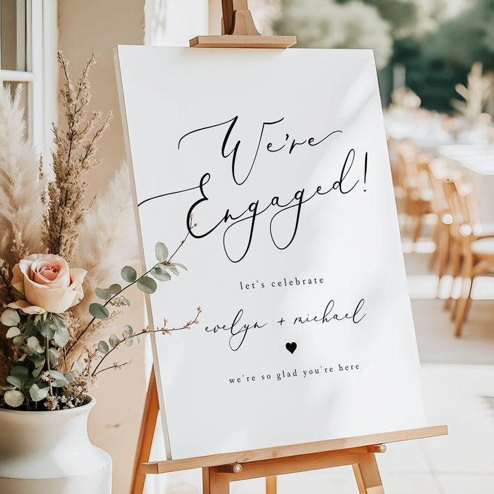 EVELYN We're Engaged Minimalist Engagement Party Sign