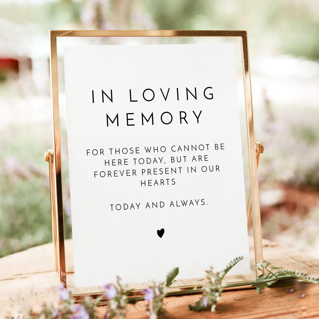 KENNEDY In Loving Memory Table Sign for Minimalist Wedding
