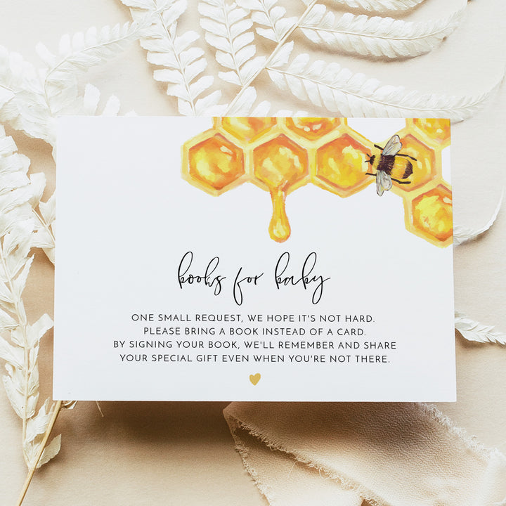 ROMY Rustic Yellow Bumble Bee Baby Shower Books for Baby Card