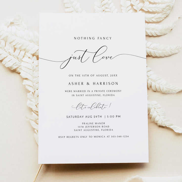 ASHER Elegant Calligraphy Elopement Reception Invitation