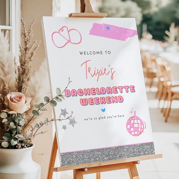 DINA Disco Cowgirl Nashville Bachelorette Welcome Sign