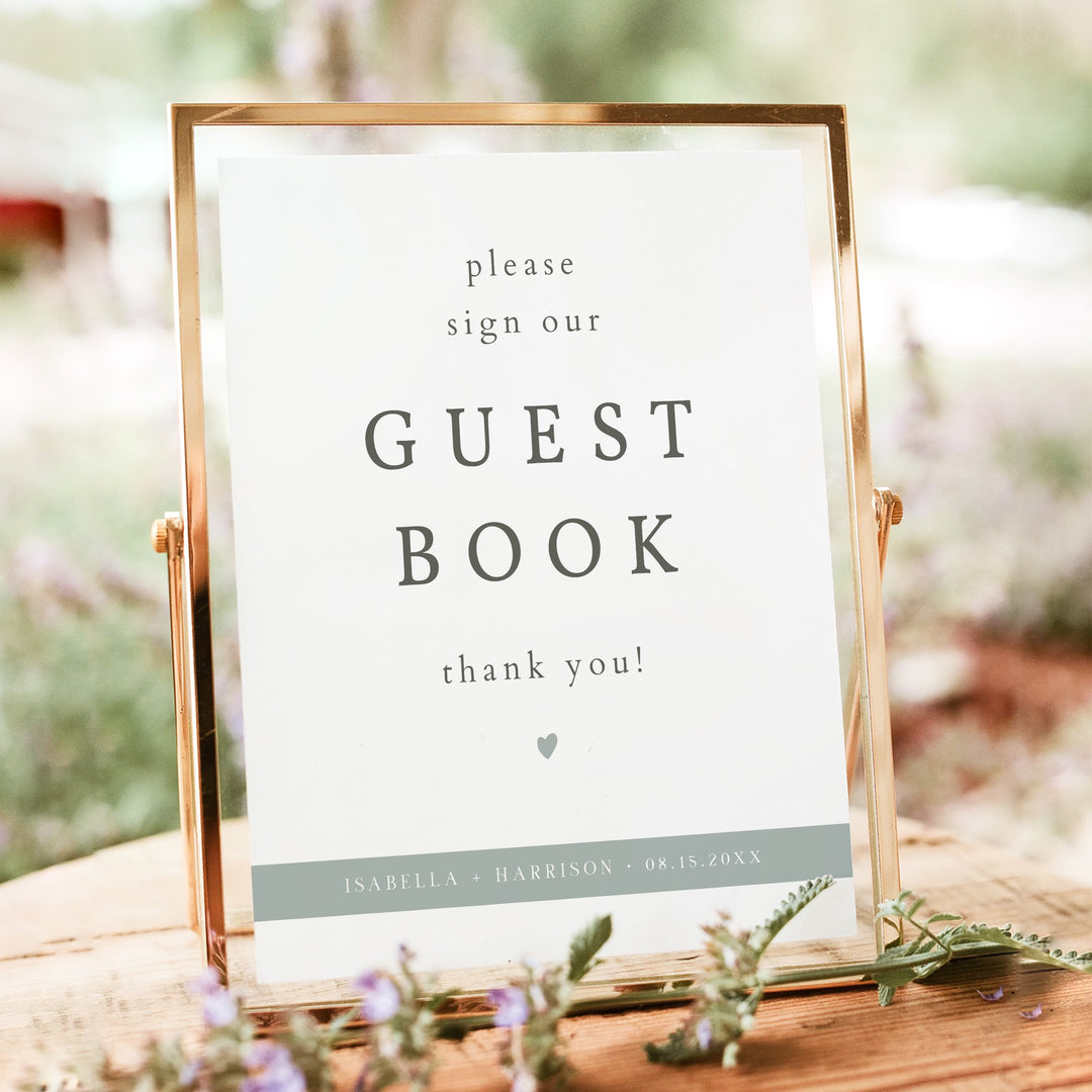 NINA Simple Elegant Wedding Guest Book Sign