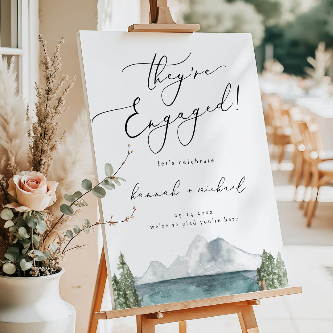 CLOVER They're Engaged Outdoor Engagement Party Signage