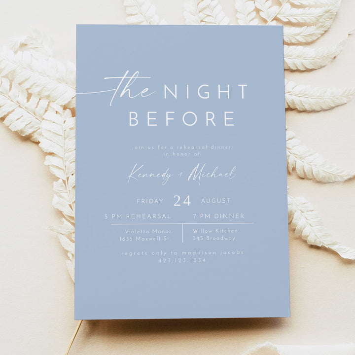 KENNEDY The Night Before Sky Blue Wedding Rehearsal Dinner Invitation