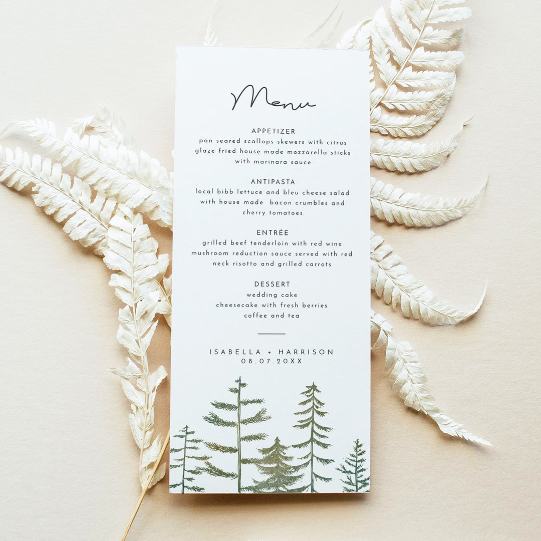 TIMBER Rustic Outdoor Wedding Menu Cards
