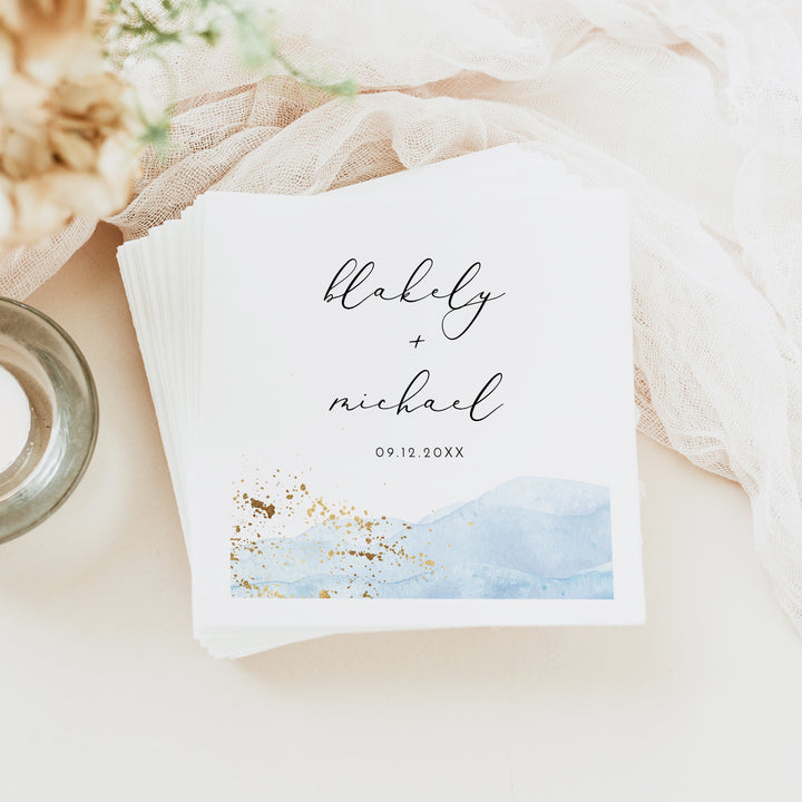 BLAKELY Personalized Elegant Beach Wedding Napkins