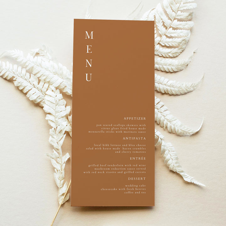 MIA Minimalist Bohemian Terracotta Menu Cards
