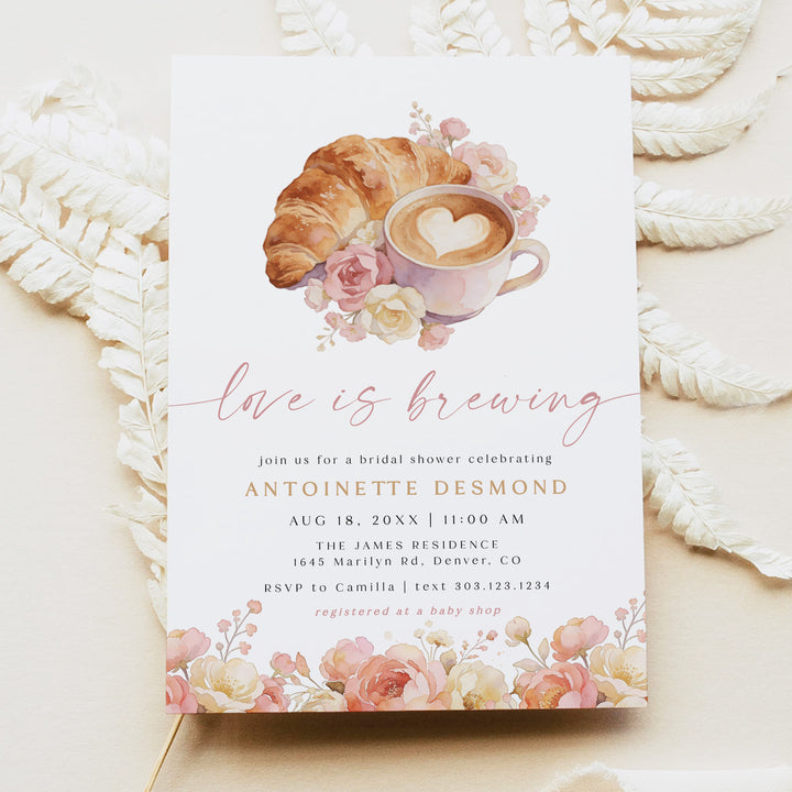 ANTOINETTE Love is Brewing Coffee Bridal Shower Brunch Invitations