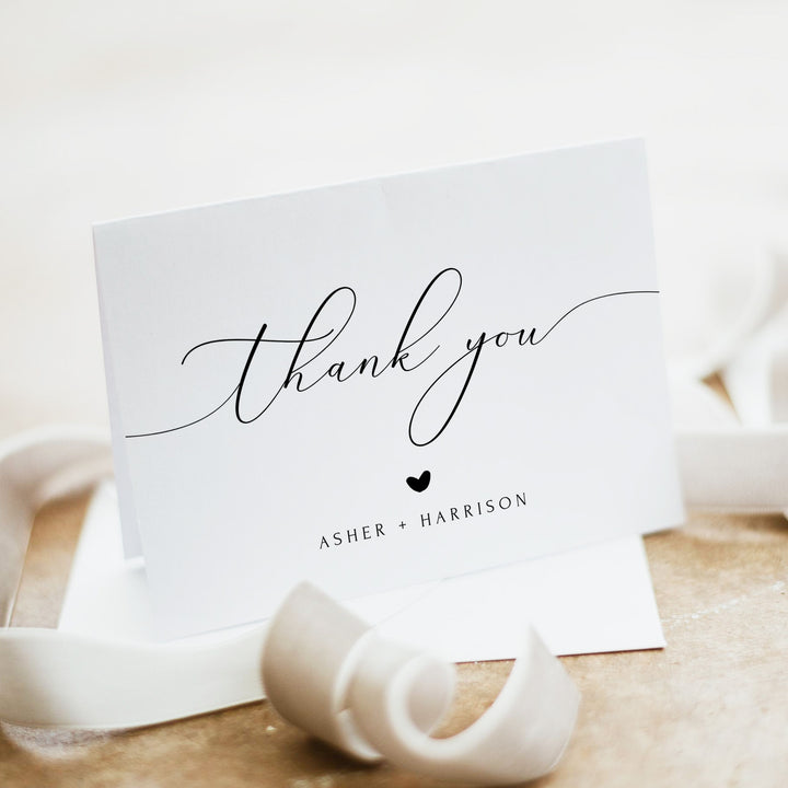ASHER Personalized Simple Wedding Thank You Cards