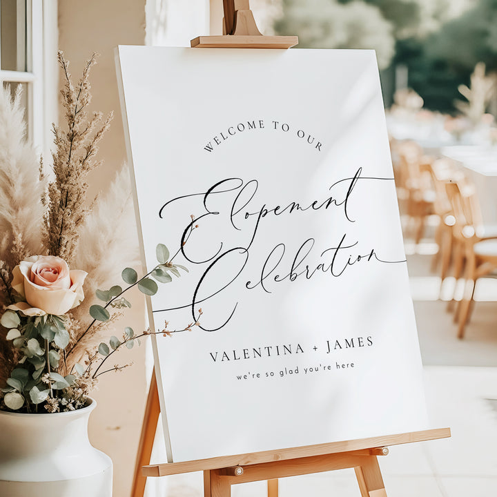 VALENTINA Personalized Elegant Elopement Celebration Party Welcome Sign