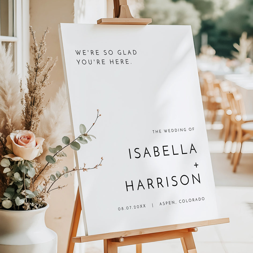 KENNEDY Minimalist Black and White Wedding Welcome Sign