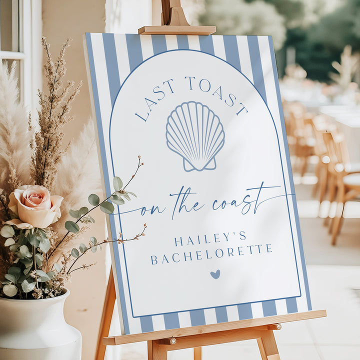 HAILEY Last Toast On The Coast Blue Nautical Bachelorette Welcome Sign