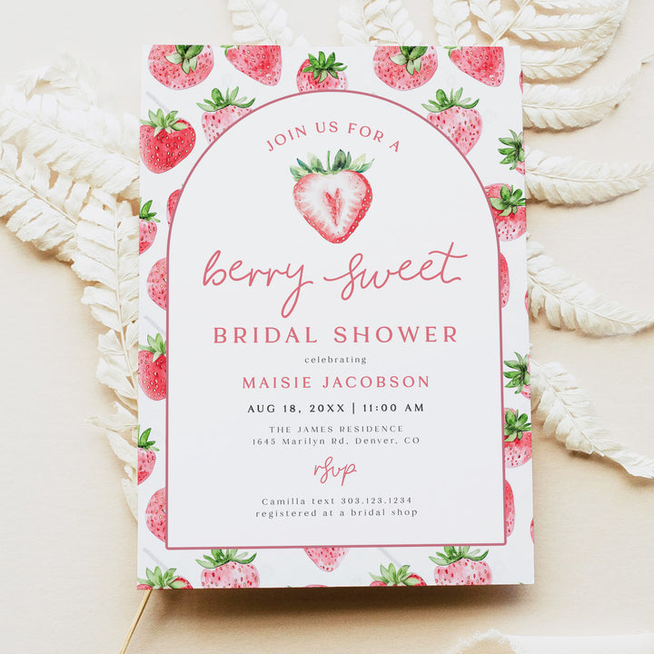 MAISIE Berry Sweet Strawberry Theme Summer Bridal Shower Invitation