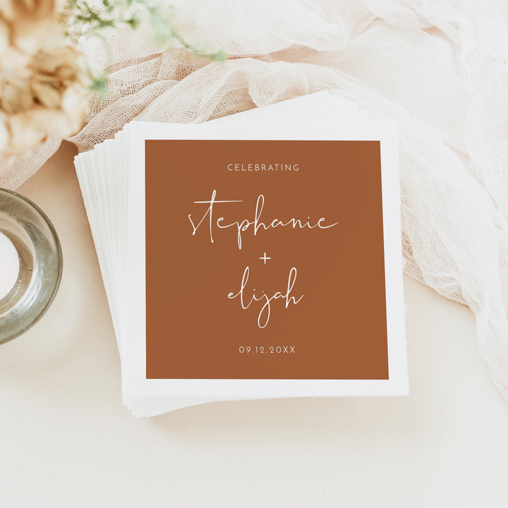 CORIANDER Personalized Rustic Terracotta Wedding Napkins