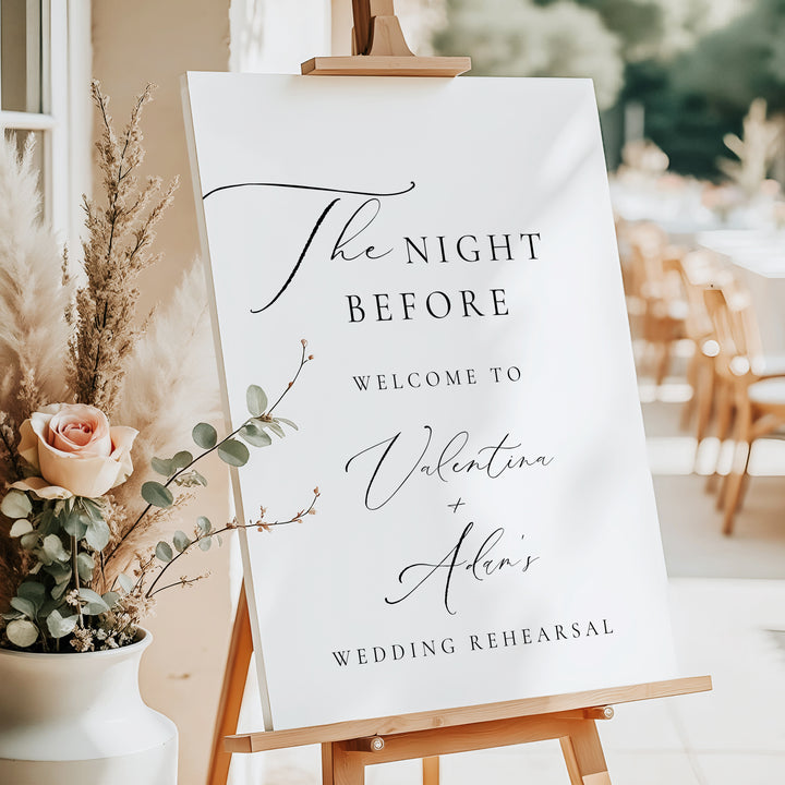 VALENTINA The Night Before Elegant Wedding Rehearsal Dinner Welcome Sign