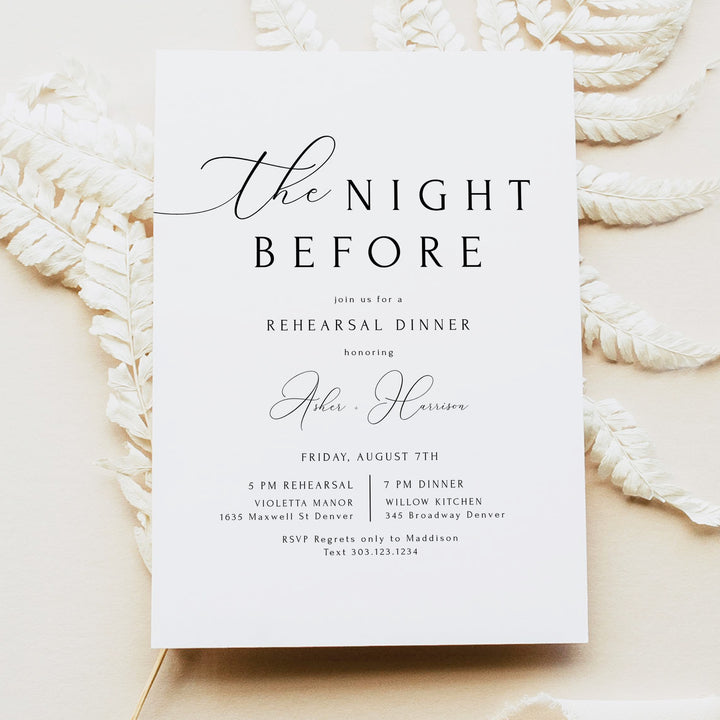 ASHER The Night Before Classic Wedding Rehearsal Dinner Invitation
