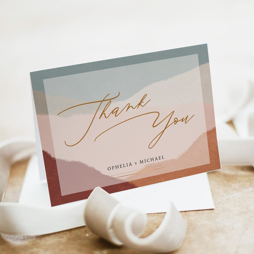 OPHELIA Personalized Boho Wedding Thank You Cards with Envelope