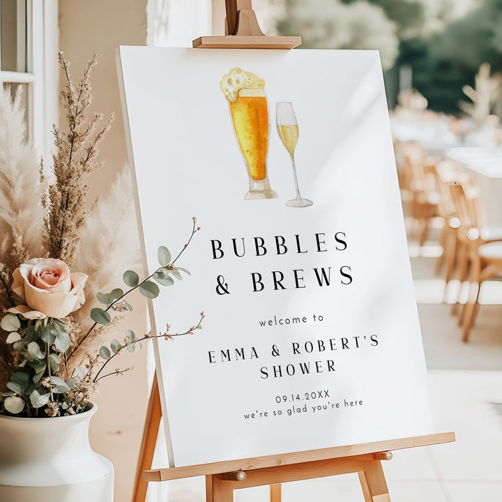 CHARLIE Modern Bubbles and Brews Couples Shower Welcome Sign