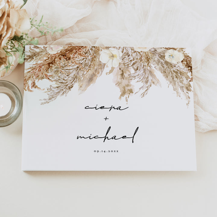 CIERA Cream Boho Floral Wedding Guestbook