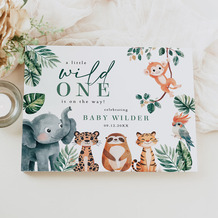 WILDER Safari Wild One Baby Boy Shower Sign In Guest Book