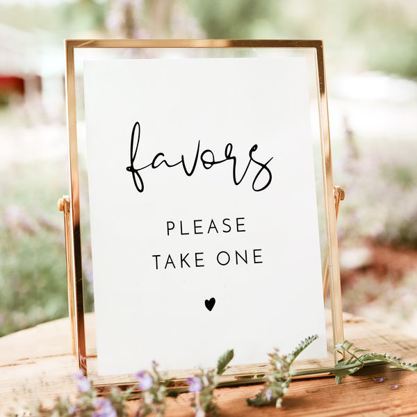 Adella Modern Minimalist Favors Sign Printed or Instant Download