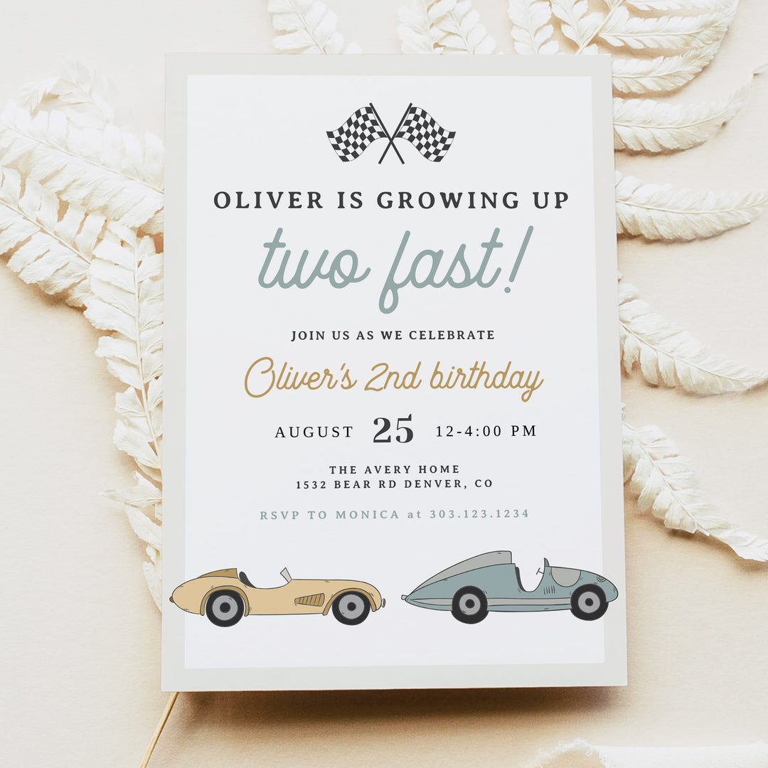 MAVERICK 2nd Birthday Racing Car Invitation