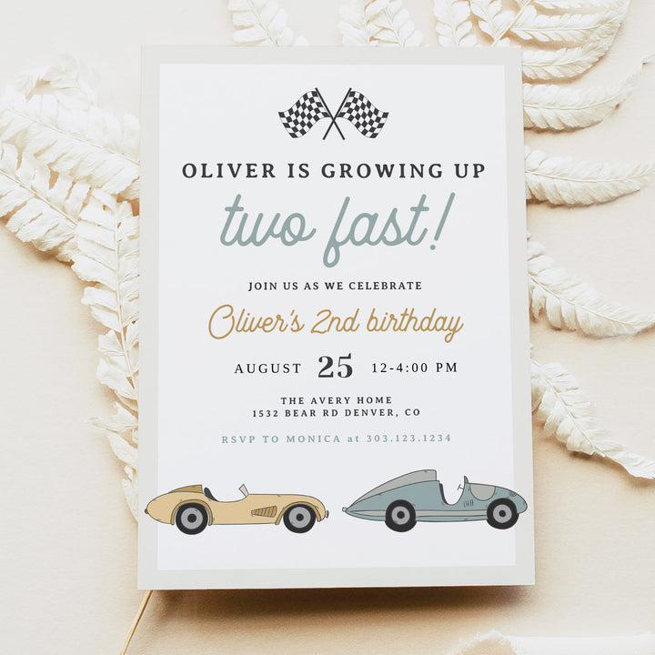MAVERICK 2nd Birthday Racing Car Invitation