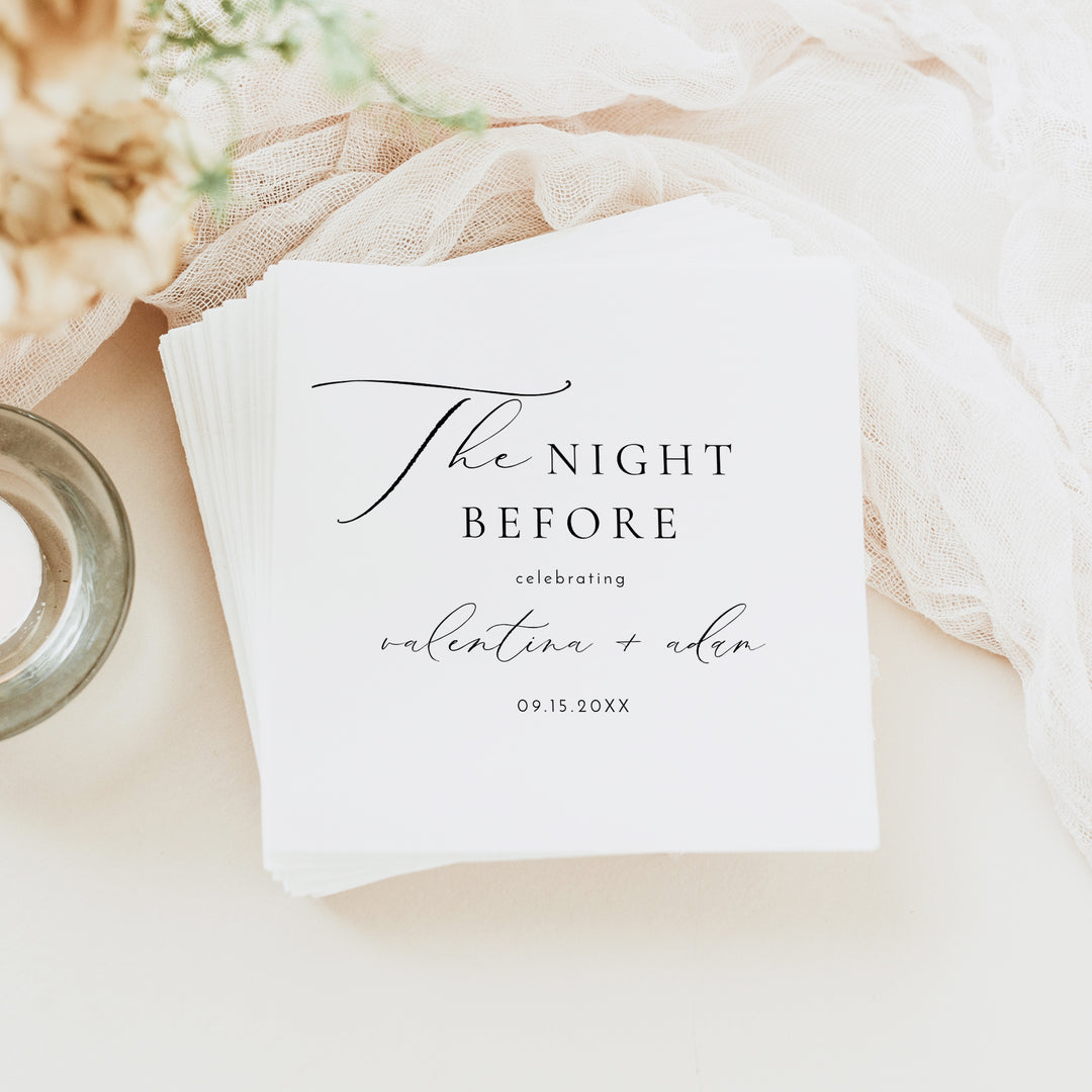 VALENTINA Personalized The Night Before Rehearsal Dinner Napkins