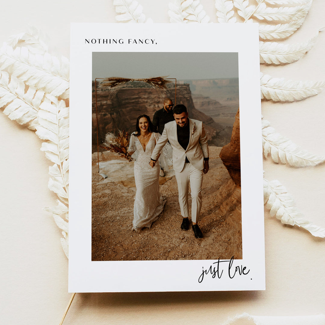 WILLOW Minimalist Elopement Announcement with Wedding Photo
