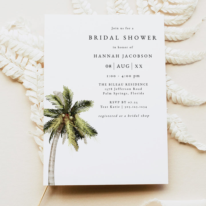 MONA Tropical Palm Tree Bridal Shower Invitations