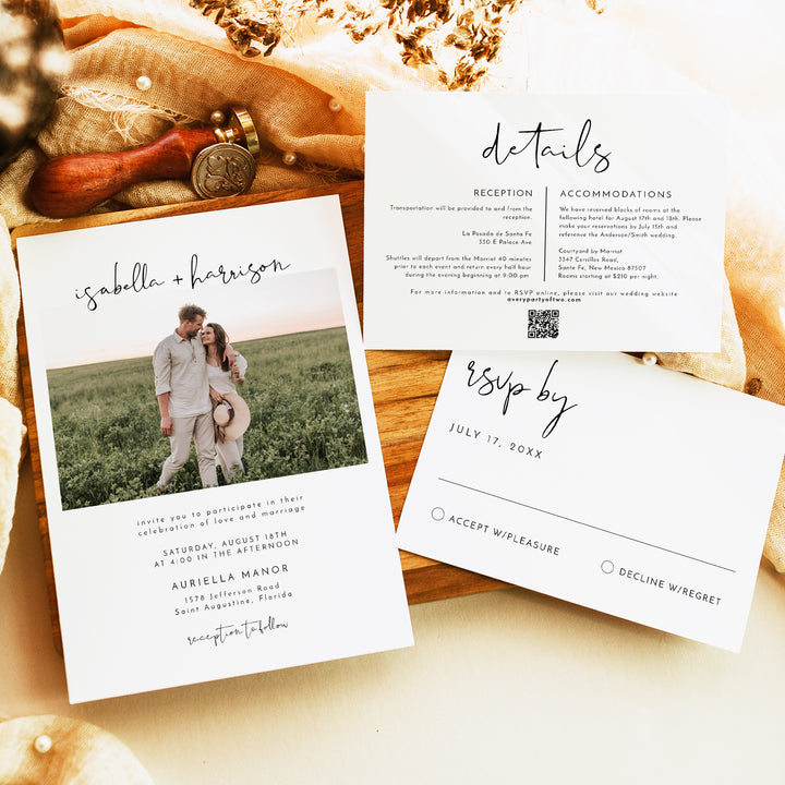 ADELLA Simple Wedding Invitation Suite with Photos