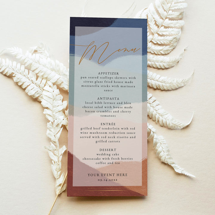 OPHELIA Earthy Southwestern Bohemian Wedding Menu Cards