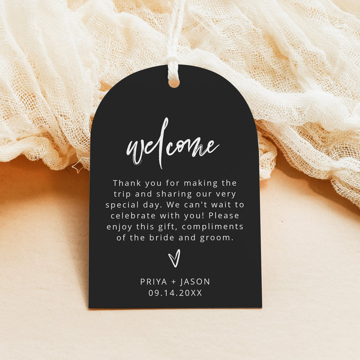 PRIYA Elegant Arch Wedding Welcome Bag Gift Tags