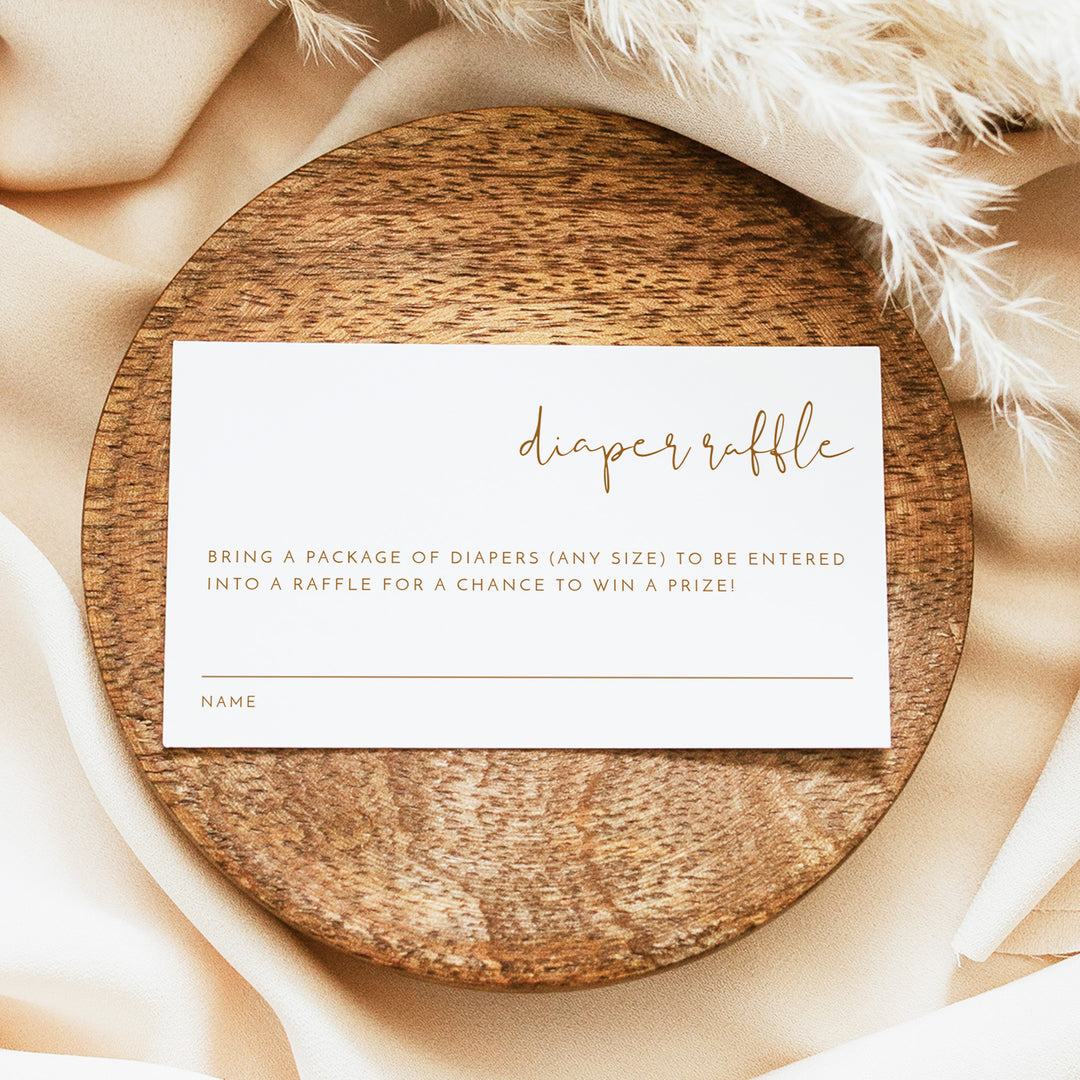 INDIE Minimalist Gender Neutral Baby Shower Diaper Raffle Cards